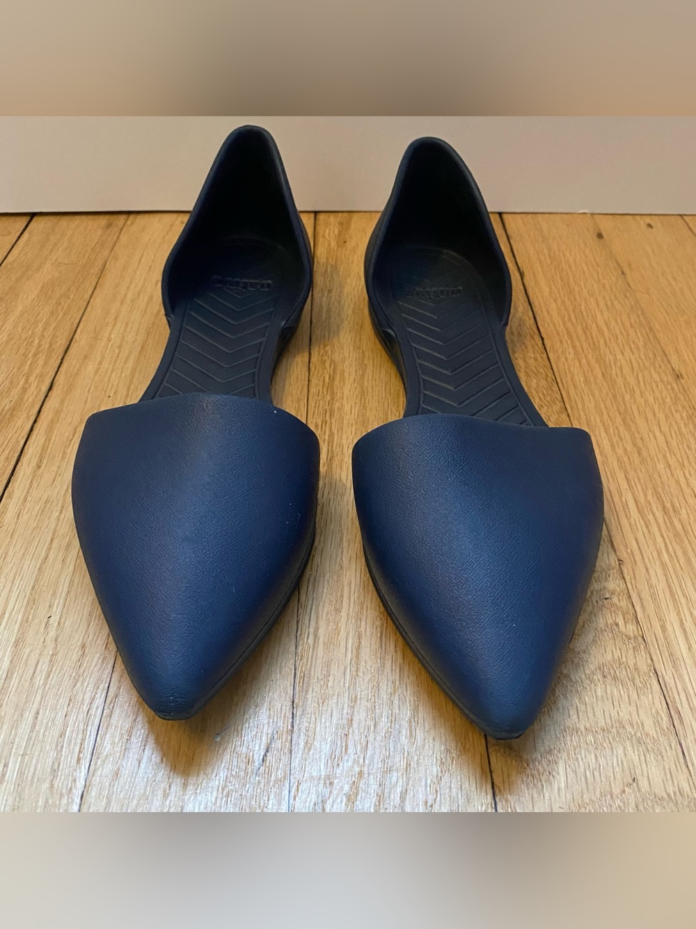 Native Shoes Women’s 7 Audrey Blue D'Orsay Pointed Toe Rubber Flats Summer Flex
